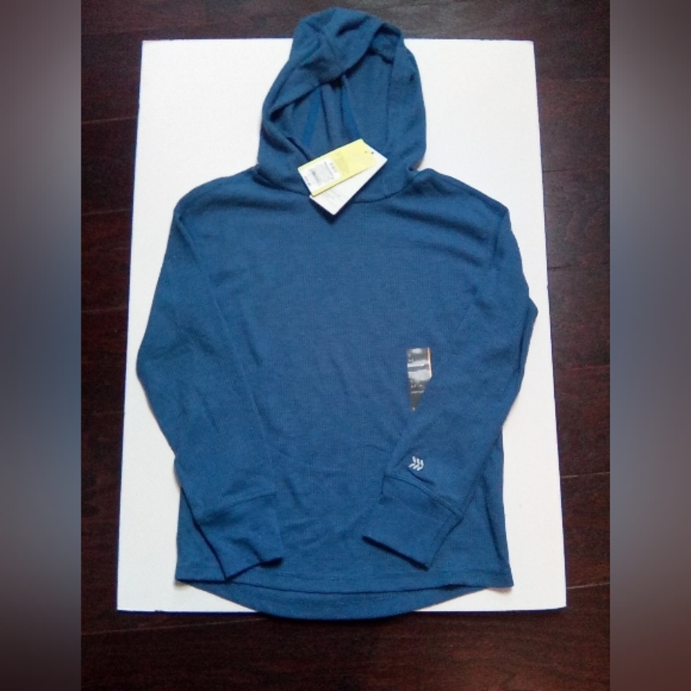 Boy's Long Sleeve Waffle Thermal Hooded T-shirt , All In Motion, Blue, S(6/7)